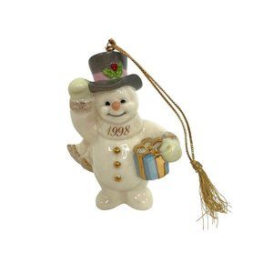 Vintage Lenox Frosty Snowman Ornament Figurine Porcelain “A Frosty Morning” 4”